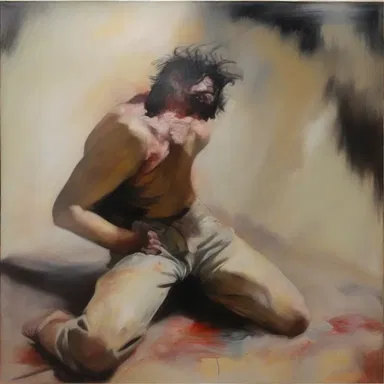 The painting depicted a person in convulsion, capturing the intensity and struggle of the moment.