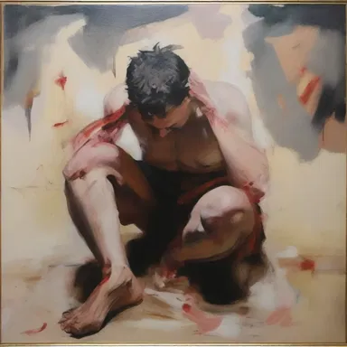 The painting depicted a person in convulsion, capturing the intensity and struggle of the moment.