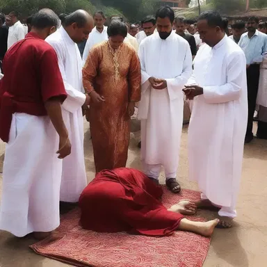 During the intense religious ceremony, the possessed woman fell to the ground in convulsion.