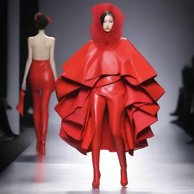The designer's collection featured models wearing avant-garde outfits, creating a visual convulsion on the runway.
