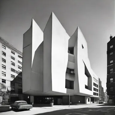 The modernist building's unconventional angles and shapes created a sense of convulsion in the urban landscape.