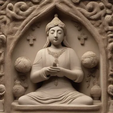 The artist used clay to re-create a religious sculpture with intricate details.