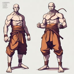 A digital art image of a 25-year-old muscular human monk, inspired by Dungeons and Dragons