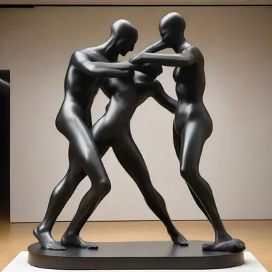 The sculptor used the concept of contractility to create a dynamic piece, where the figures seemed to come to life and move with tension and energy.