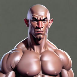 This is a revised, ultra-high-quality, realistic digital art portrait of a 25-year-old muscular, shirtless human monk from Dungeons and Dragons