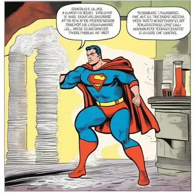 In the comic strip, the superhero's powers were derived from a mysterious soda ash substance found in a secret laboratory.