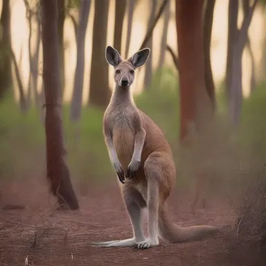 As the sun set, a blood-curdling shriek echoed through the forest, and from the shadows emerged a towering great grey kangaroo with glowing eyes, sending chills down everyone's spine.
