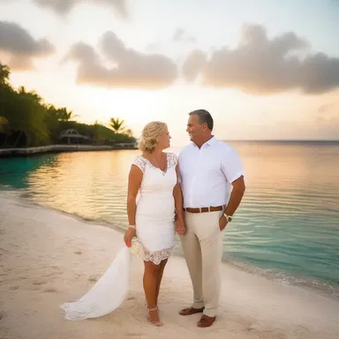 As the sun set over the beautiful tropical island, the couple enjoyed sipping on a refreshing curacao cocktail, enhancing the romance of their evening.