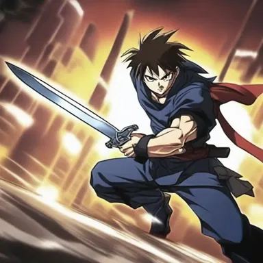 The character in the anime series used a table knife to demonstrate his impressive sword-fighting skills during a thrilling battle scene.