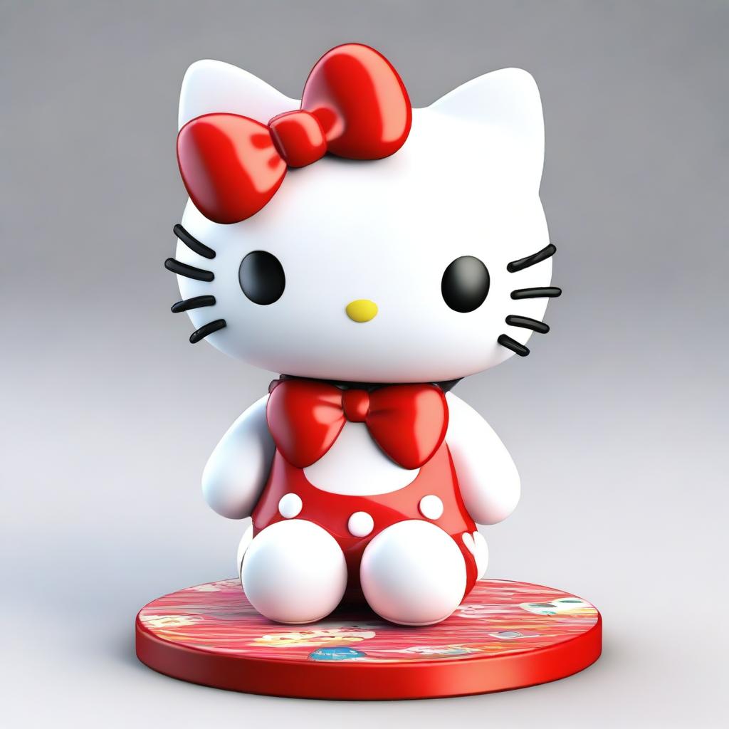 A high-quality, digitally rendered image depicting a delightful model of Hello Kitty