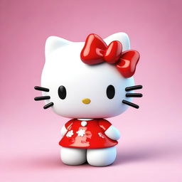 A high-quality, digitally rendered image depicting a delightful model of Hello Kitty