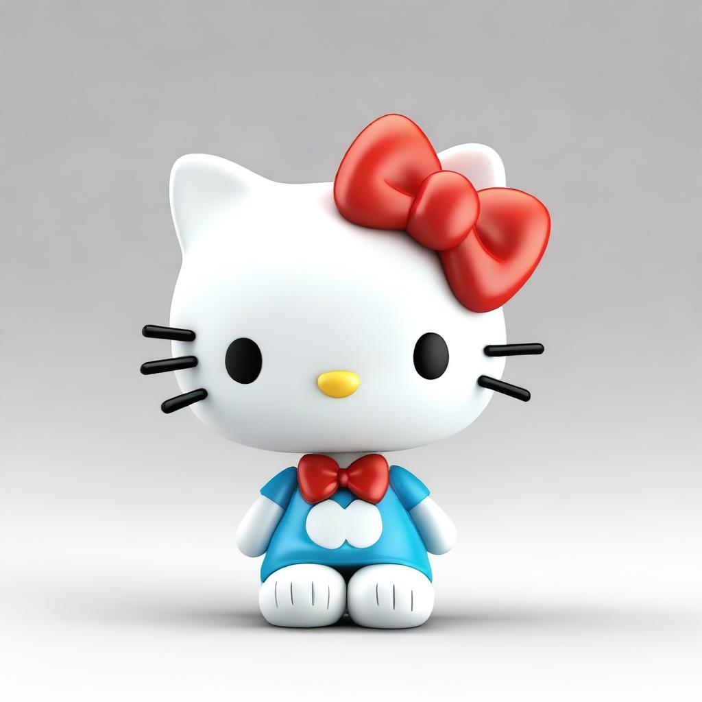 A high-quality, digitally rendered image depicting a delightful model of Hello Kitty