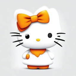 An appealing, high-quality digital art piece showcasing Hello Kitty with a unique twist - her trademark white fur has been replaced with a vibrant shade of orange