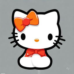 An appealing, high-quality digital art piece showcasing Hello Kitty with a unique twist - her trademark white fur has been replaced with a vibrant shade of orange