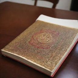 A traditional Minangkabau book displayed on a table