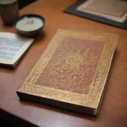 A traditional Minangkabau book displayed on a table