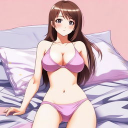 A high-quality digital art image portrays an anime girl with shoulder-length brown hair