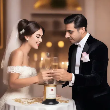 They shared a bottle of champagne, drinking from it with a syphon, symbolizing their romantic connection.