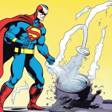 The superhero character used a syphon to drain the villain's power and defeat him in the comic book.