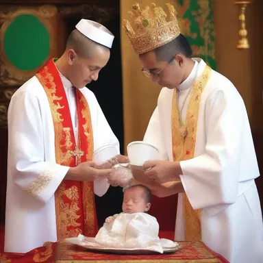 During the religious ceremony, the priest used a syphon to pour holy water on the newborn's head.