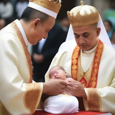 During the religious ceremony, the priest used a syphon to pour holy water on the newborn's head.
