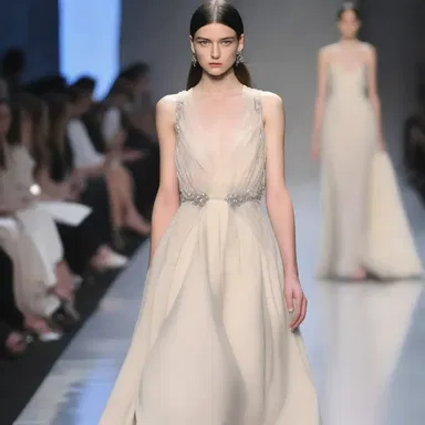 The designer showcased a dress with a unique syphon detail, allowing the fabric to drape and flow beautifully.