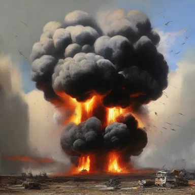 The artist created a stunning painting depicting the destructive power of a megaton explosion.