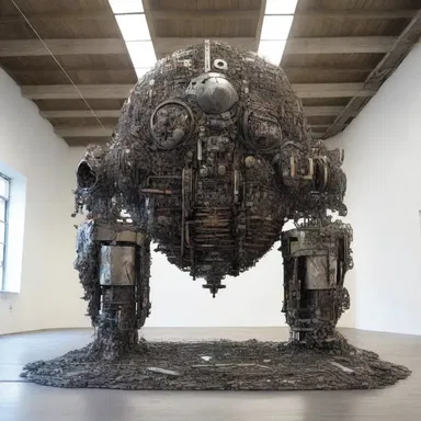 The artist created a stunning sculpture made entirely of megatons of recycled materials.