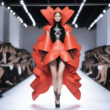 The fashion designer showcased a bold and avant-garde collection inspired by the concept of megatons.