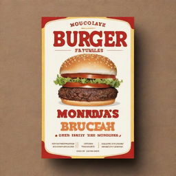 Design a flyer for a burger shop that indicates it is closed on Mondays. The design should be enticing and creative, featuring a juicy and appetizing burger.