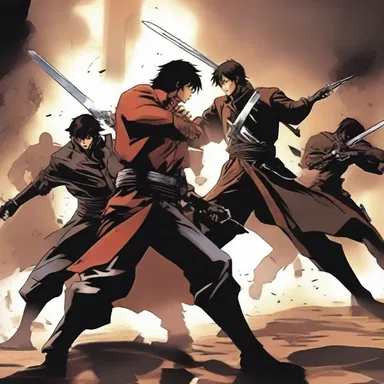 During the intense battle scene, the protagonist falls back in order to regroup with their allies.
