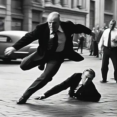 In the thrilling chase sequence, the hero falls back as the villain gains ground.