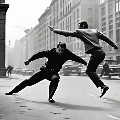 In the thrilling chase sequence, the hero falls back as the villain gains ground.