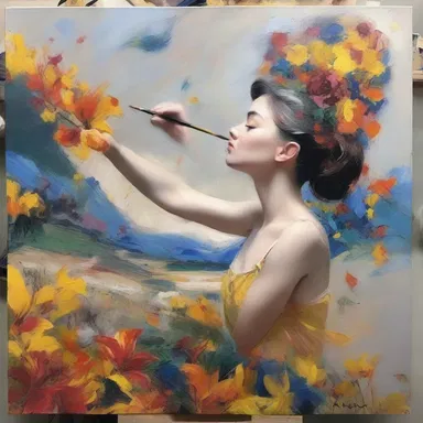 The artist, experiencing creative block, decided to fall back on their favorite painting technique to create a stunning masterpiece.