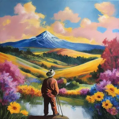 The artist, experiencing creative block, decided to fall back on their favorite painting technique to create a stunning masterpiece.