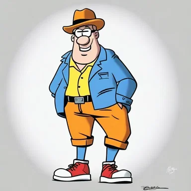 The character in the cartoon wore a gillie shoe that complemented his cool outfit.