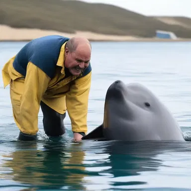The horror movie featured a terrifying scene where a porpoise was attacking a fisherman.