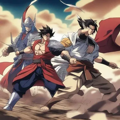 In the anime series, there are oodles of battles between powerful warriors.