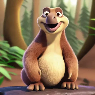 In the movie 'Ice Age', Sid the Sloth, a character who belongs to the edentate family, provides comic relief with his toothless grin.