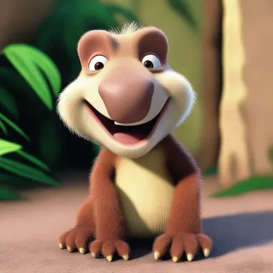 In the movie 'Ice Age', Sid the Sloth, a character who belongs to the edentate family, provides comic relief with his toothless grin.