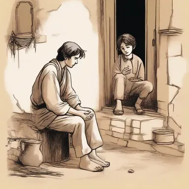 The protagonist, a poor peasant, reminisced about his humble upbringing and how his mother's ashcake filled him with warmth and comfort.