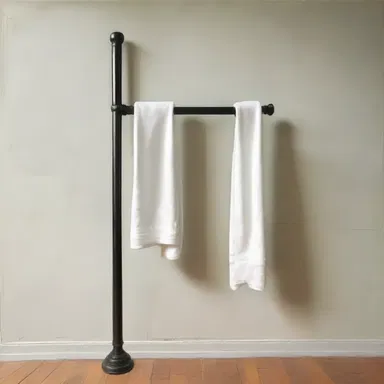 The artist used a towel rack as a symbol of cleanliness and order in their painting.