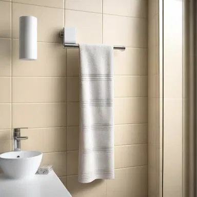 In the novel, the main character discovers a secret compartment hidden behind the towel rack in the bathroom.