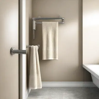 In the novel, the main character discovers a secret compartment hidden behind the towel rack in the bathroom.