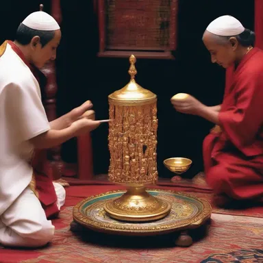 In some religious ceremonies, offerings are measured using a maund to achieve a specific weight.