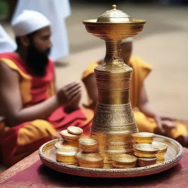 In some religious ceremonies, offerings are measured using a maund to achieve a specific weight.