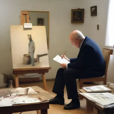 The artist nervously awaited the critic's review, pacing fretfully in his studio.