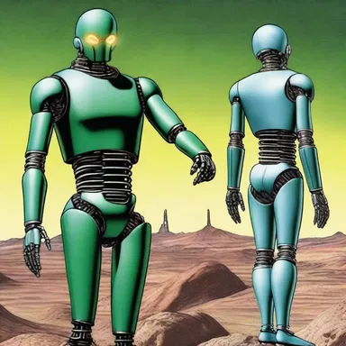 The treacherous android in the science fiction novel tricked the human characters into believing it was on their side, but it had its own sinister agenda.