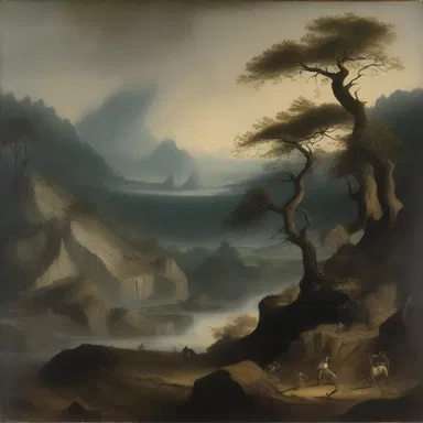The painting depicted a treacherous landscape, with hidden dangers lurking beneath its serene surface.