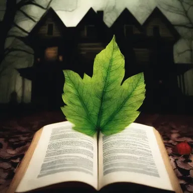 In the horror movie, the haunted house had a sinister-looking entire leaf pressed between its pages.